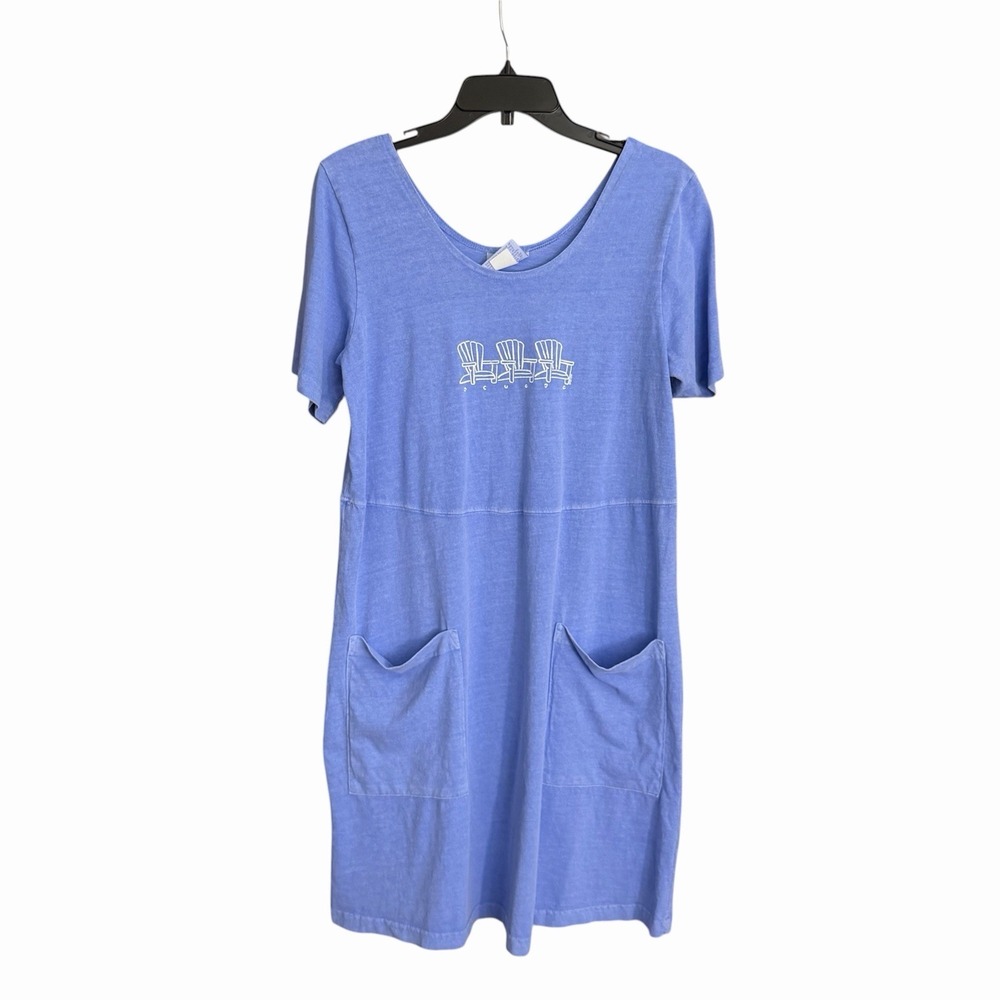 Vintage Fresh Produce Women's M Periwinkle Blue Cotton Adirondack Pocket Dress